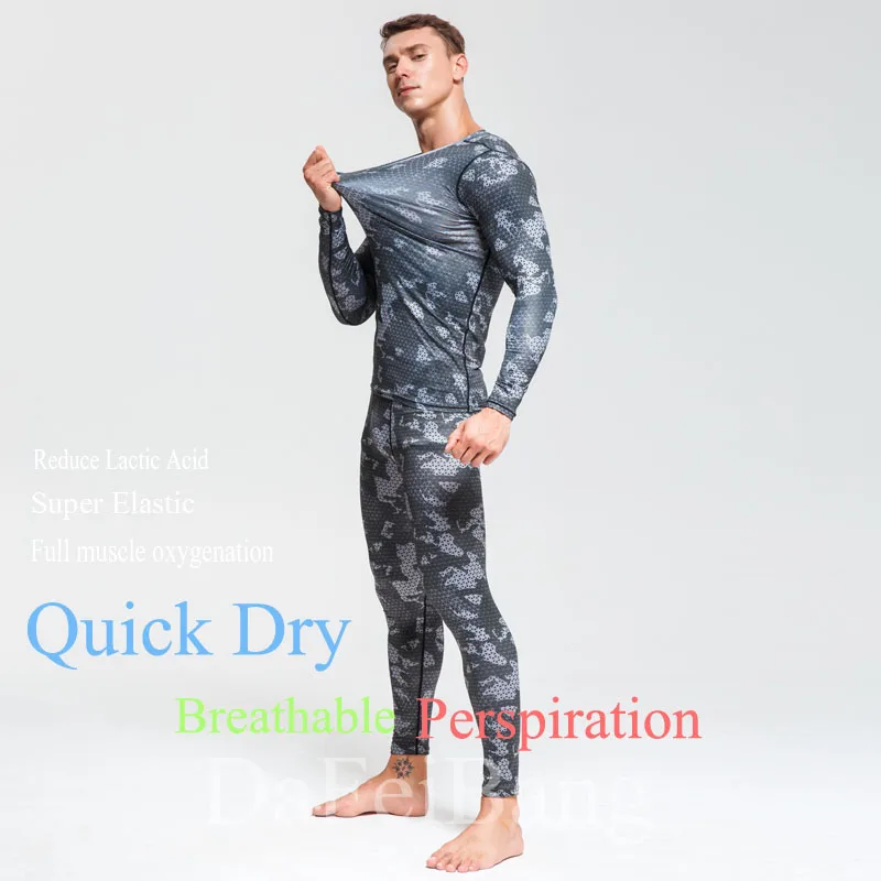 Men\'s Ski Thermal Underwear Sets Sports Quick Dry Functional Compression Tracksuit Fitness Tight Shirts Compression Sport Suits