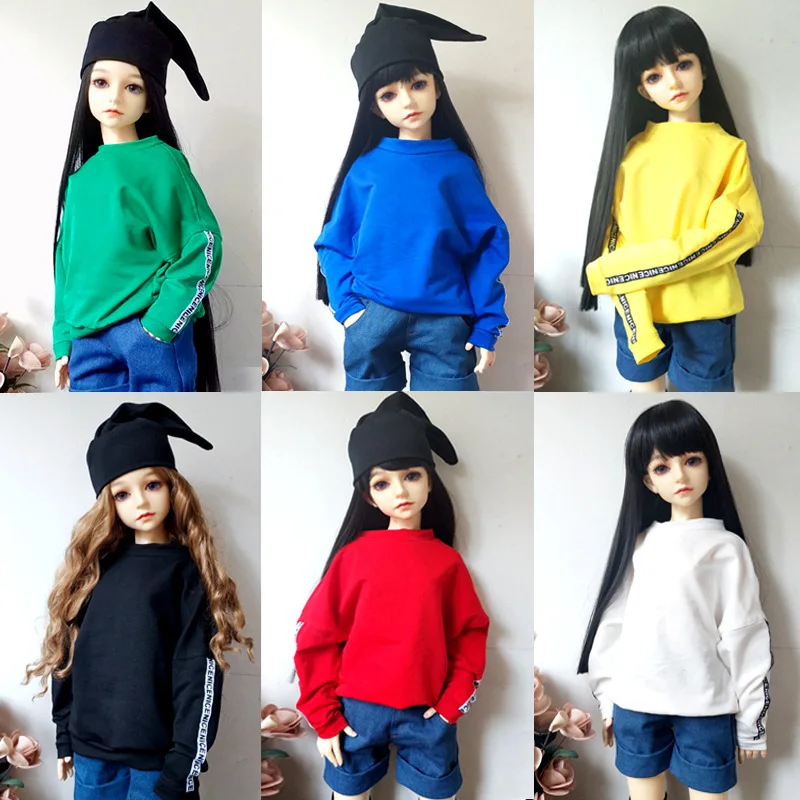 Ropa de moda para muñecas Bjd, sudaderas con capucha de algodón, accesorios de Color sólido, juguete para niñas, 1/3, 1/4, 1/6