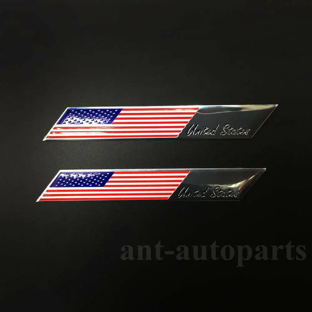 

2pcs Aluminum USA America Flag Car Body Side Trunk Decal Sticker Badge Emblem