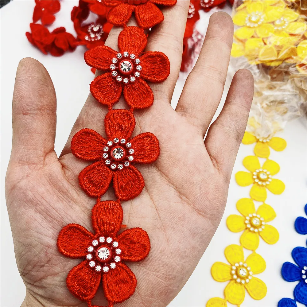 African Flowers Lace Embroidered Diy Handmade Lace Trim Ribbon Sewing on African Nigeria Supplies Crafts