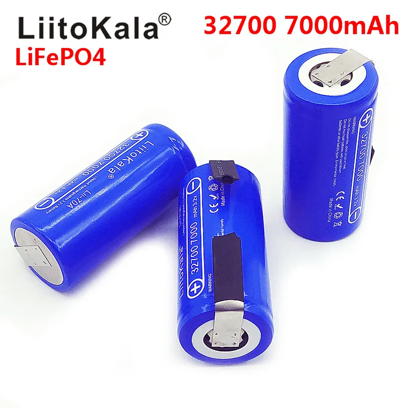 2021 LiitoKala 3.2V 32700 7000mAh 6500mAh LiFePO4 Battery 35A Continuous Discharge Maximum 55A High power battery+Nickel sheets