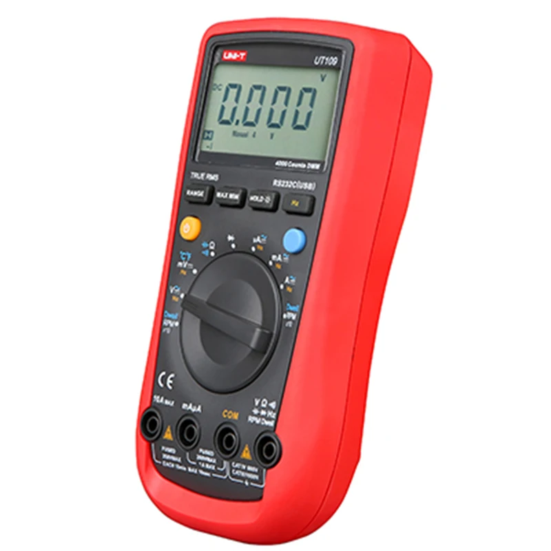 UNI-T UT109 Digital Automobile Multimeters Handheld Vehicle Multimeter Auto Range AC DC Voltmeter Resistance Capacitance RS232