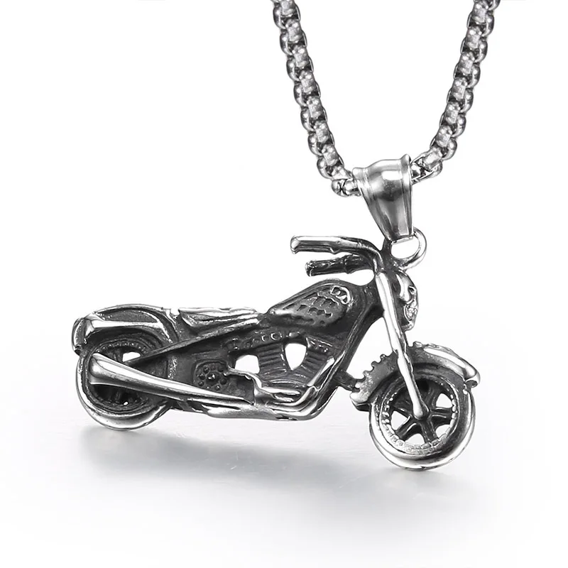 Retro Gothic Punk Motorcycle Design Pendant Necklace For Men  Jewelry Accessories Party Gift Fashion Men Necklace