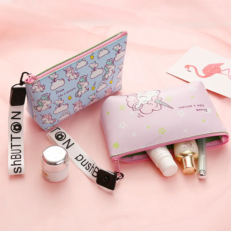 NEW 2019 Unicorn Printing Cosmetic Bags Waterproof Cute Zipper Organizer Women Makeup Case Necessaries for Travel Toilet Pink