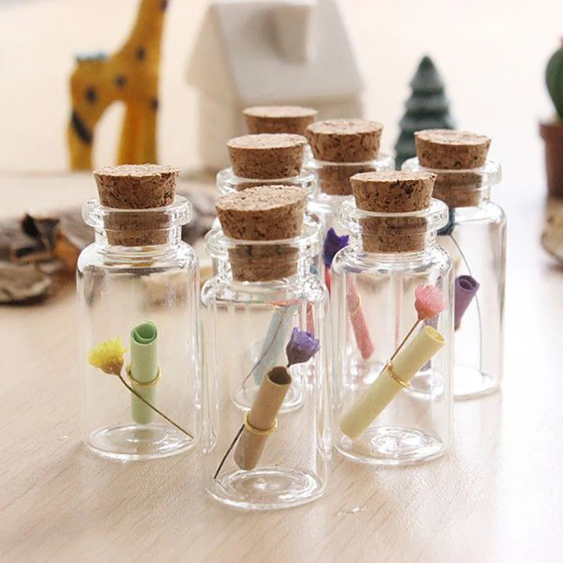 5pcs 5/10/14/20ml Mini Clear Glass Drifting Bottles With Cork Stopper Small Jars For Christmas Wedding Birthday Party Decoration