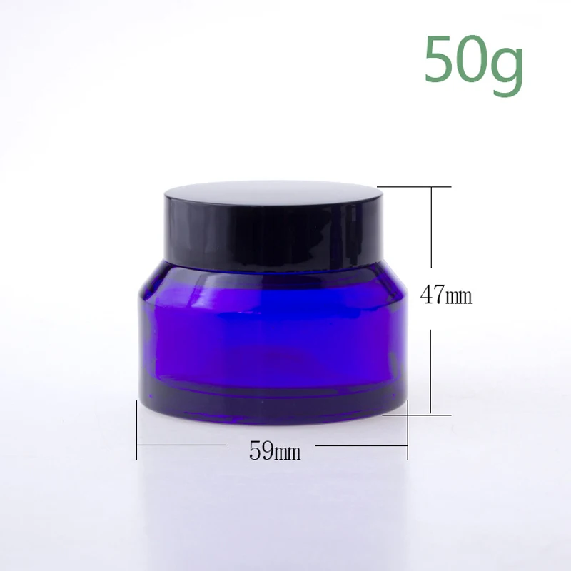 1PCS 15g/30g/50g Blue Glass Amber Cosmetic Facial Cream Bottles Lip Balm Sample Container Jar Store Vials Travel Makeup Pots