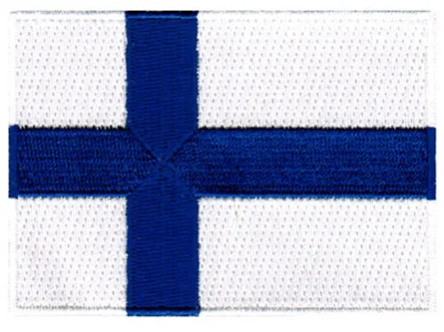 Hot! FINLAND FLAG embroidered iron-on PATCH FINNISH EMBLEM applique Suomen tasavalta (≈ 4.6-3.4 cm)