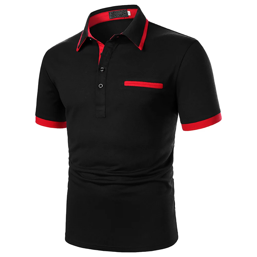 Camisa polo manga curta masculina de contraste, blusa casual urbana da moda, roupa de verão, nova