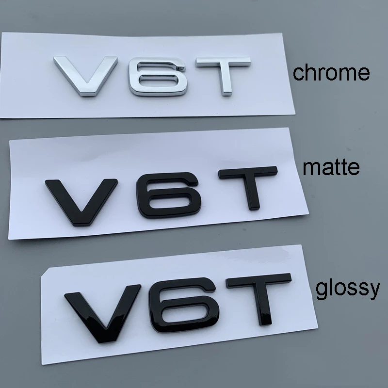 Letter Number Emblem V6T V8T V10 W12 Car Styling Fender Side Rear Trunk Badge Logo Sticker for A4L A5 A6L A7 A8L TT RS7 SQ5