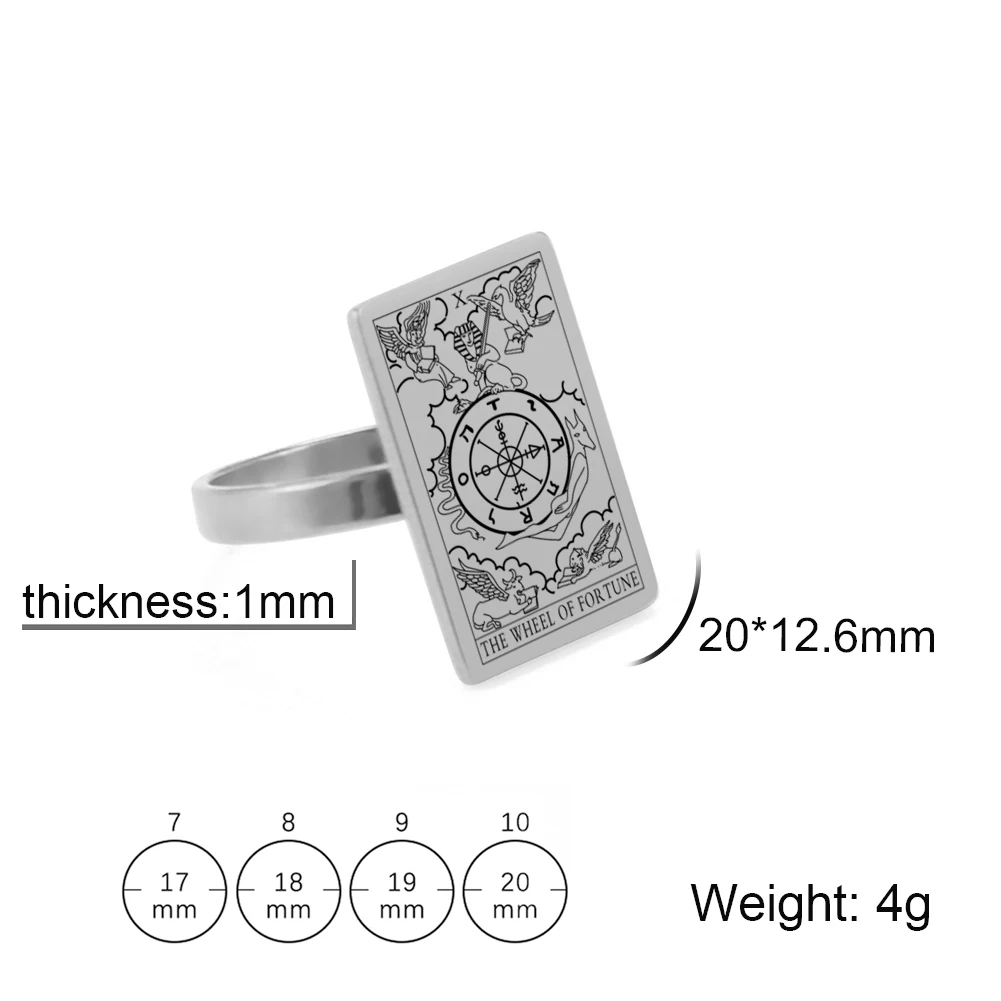 Dawapara Tarot Ring Women Stainless Steel Jewelry Astrology Amulet Card Couple Ring Anniversary Gift view 3