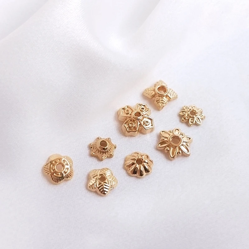 

Color Retention Real Gold Plated Beads Flower Caps Separator DIY Findings Jewelry Making Accessories