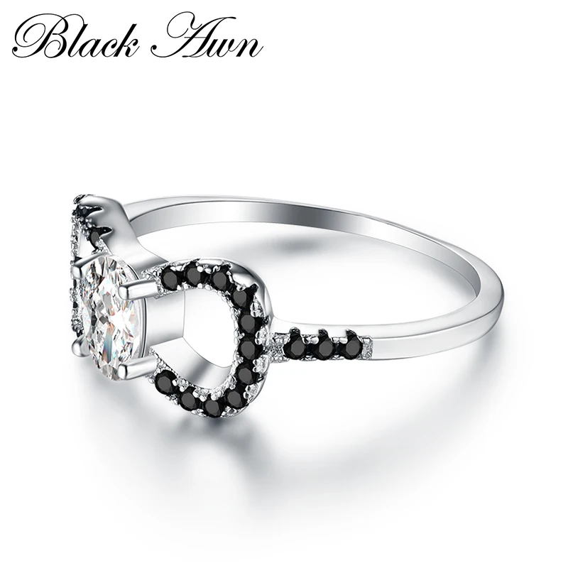 BLACK AWN 2024 New Genuine 100% Sterling 925 Silver Jewelry Square Engagement Rings for Women Gift C371