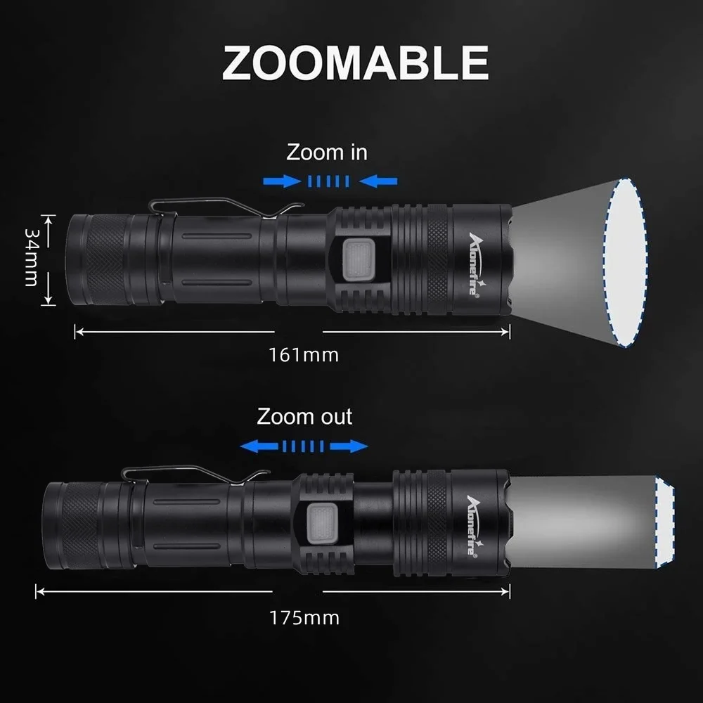 Zoom 4-Colour light White/Red/Green/Blue LED Flashlight USB Rechargeable Fishing Camping Hunting Photography Selfie Hiking Torch