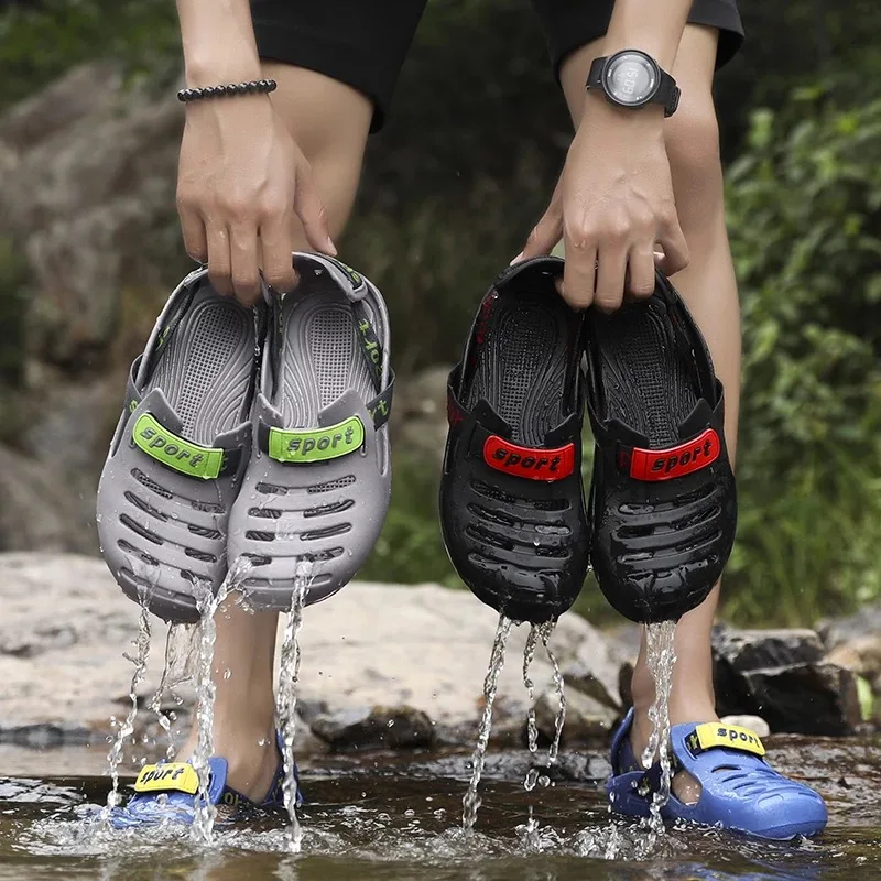 Summer Fashion Sandals Men Outdoor Mesh Beach Breathable Mens hole Shoes Wear Casual beach slippers Big Size 39-44 image 2
