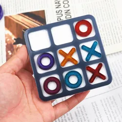 Tic Tac-Molde de fundición de silicona para juegos de ajedrez, herramientas de resina epoxi Uv, artesanía hecha a mano, tamaño pequeño, Toe OX