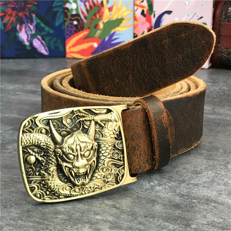 

Skull Brass Belt Buckle Genuine Leather Belt Man Ceinture Cowboy Jeans Leather Belt Men Riem Belt Male Cinturon Strap MBT0071