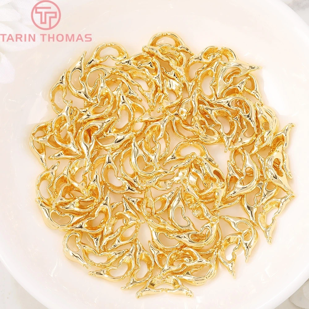 (197)6PCS 11.5x21 Hole 1.5MM 24K Gold Color Brass Palm Love Charms Pendants High Quality DIY Jewelry Making Findings