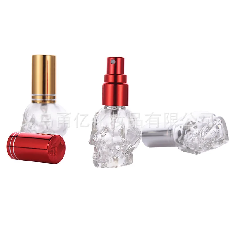 1pcs 8ML 7Colors Mini Travel Unique PersonalitY Skull Shape Empty Glass Perfume Bottle Small Sample Portable Parfume Bottles