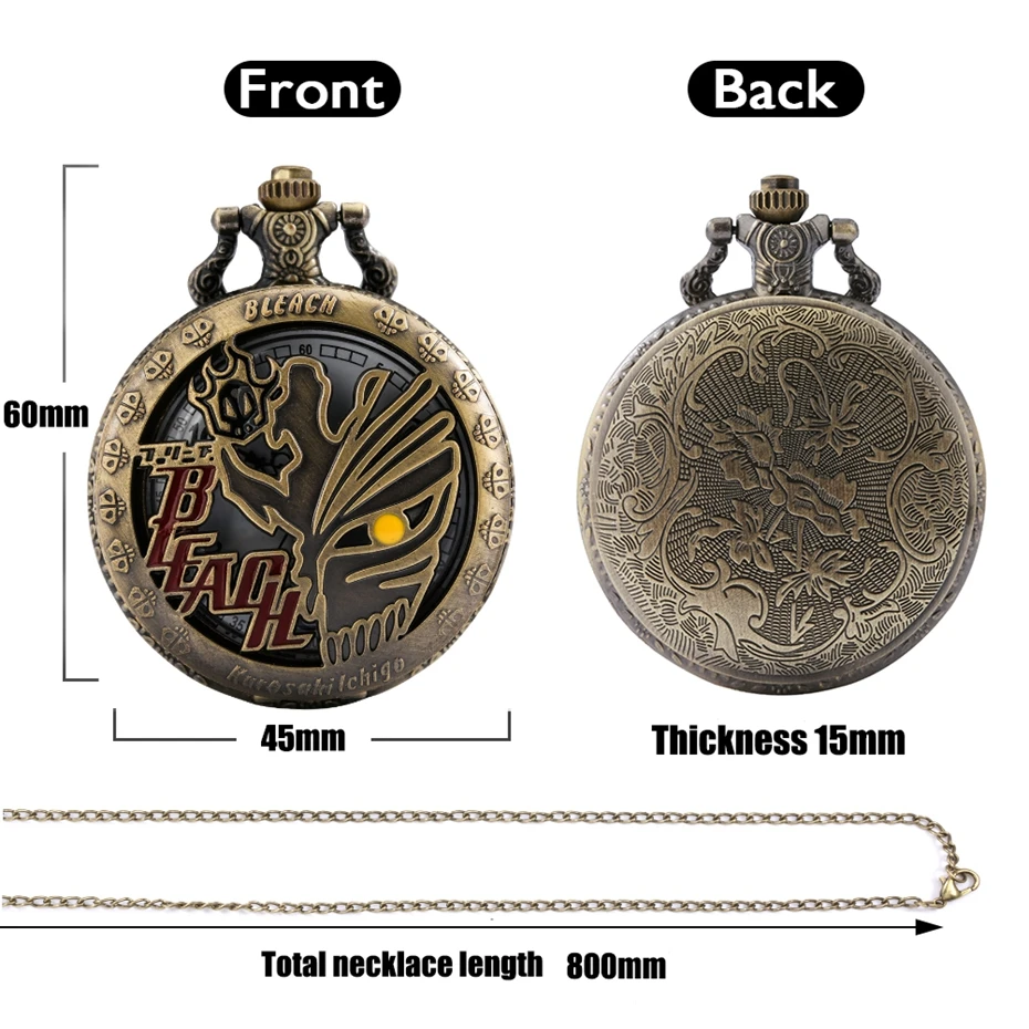 Montre de Poche de la Mort Creuse Rétro en Bronze, Horloge à Quartz, Collier Vintage, Pendentif Bijoux, Pull, Cadeaux pour Homme, Femme et Enfant