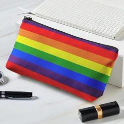 Lovely Rainbow Print Travel Portable Women Makeup Bag High Capacity Toiletries Organizer Cosmetic Cases Zipper Wash Beauty Pouch