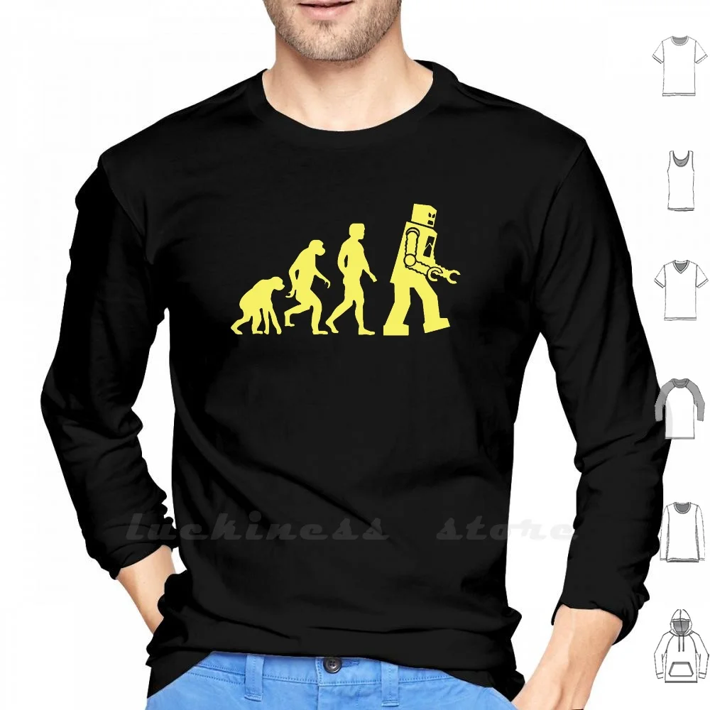 Sheldon Robot Evolution Long Sleeve Cotton Theory Sheldon Cooper Leonard Penny Bazinga Nerd Geek Tv Vector Computer Anime Funny