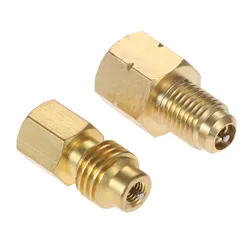 2 PCS R1234YF Vacuum Hose Pump Adapter 1/2 Acme LH x 1/4 SAE Female FL Brass Valve Core Fit for Refrigeration Conversion