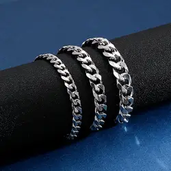 7/8/9/10mm Width Stainless Steel Cuban Bracelet Men Boy Kids S Classic link Chain Bracelet For Men Women Jewelry Gift Wholesale