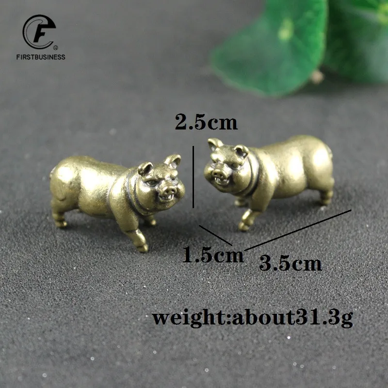 Solid Copper Pig Small Statue Ornament Lucky Animal Home Decor for Living Room Antique Brass Figurine Office Desk Car Decoration