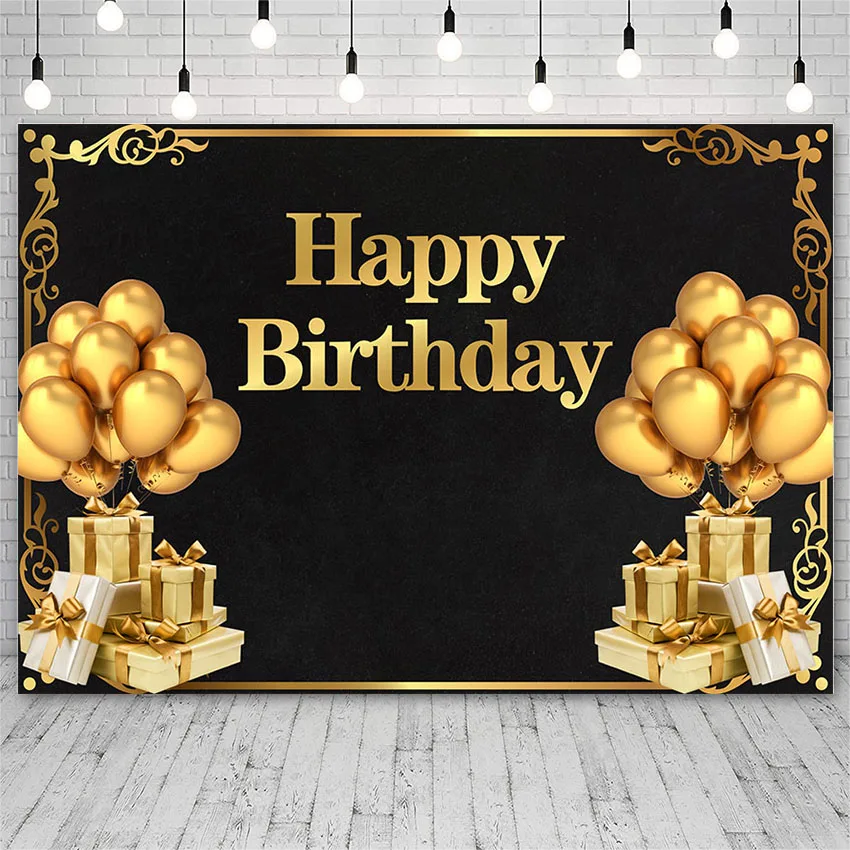 Avezano Backdrops Woman Birthday Party Golden Balloon Gifts Decoration Customizable Banner Backgrounds Photo Studio Photozone