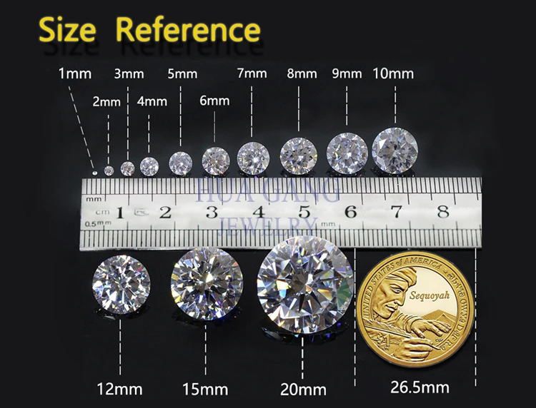 5A Qaulity 1.0~3.0mm Various 20 Colors Loose Cubic Zirconia Stones Round Brilliant Cut Loose CZ Synthetic Gem For Woman Jewelry