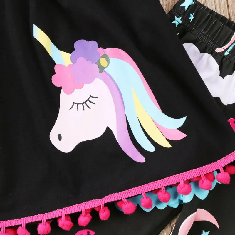 2-7 Year Toddler Kid Baby Girl Unicorn Outfit Clothes T-shirt Top Dress+Long Pants Set 2020 New Year Girls clothing set