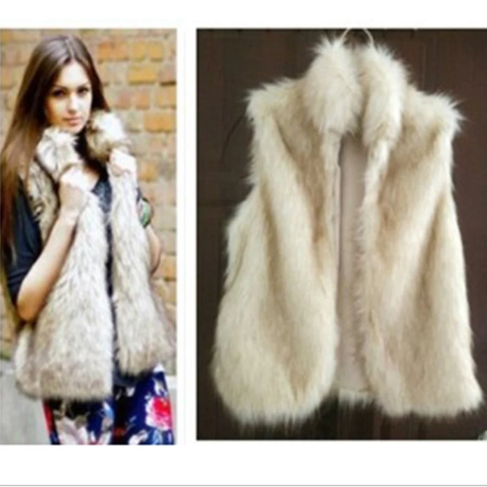 Faux Fur Coat for Women, Sleeveless Vest, Stand Neck, Imitation Fur, Loose Coat, Artificial Furs, New Fashion, Autumn and Winter