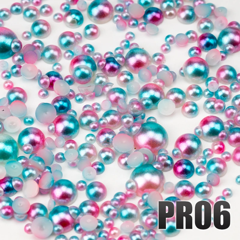 VDD Mix Size 3-10mm Mermaid Color Half Round Pearls ABS Imitation Flatback Beads For DIY Jewelry Craft Nail Art Accessories