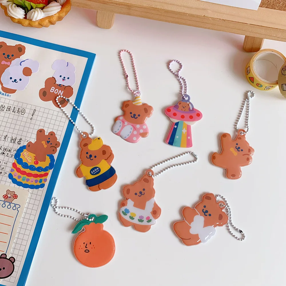 Ins Cartoon Bear Tulips Key Chain AirPods Earphone Shell Pendant Cute Bag Notebook Creative Decorative Pendant Key Management