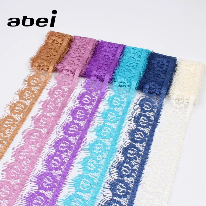 150cm Length 4cm Width Embroidered Flower Lace Trims 6 Colors Eyelash Ribbon Tape DIY Sewing Handmade Garments Accessories