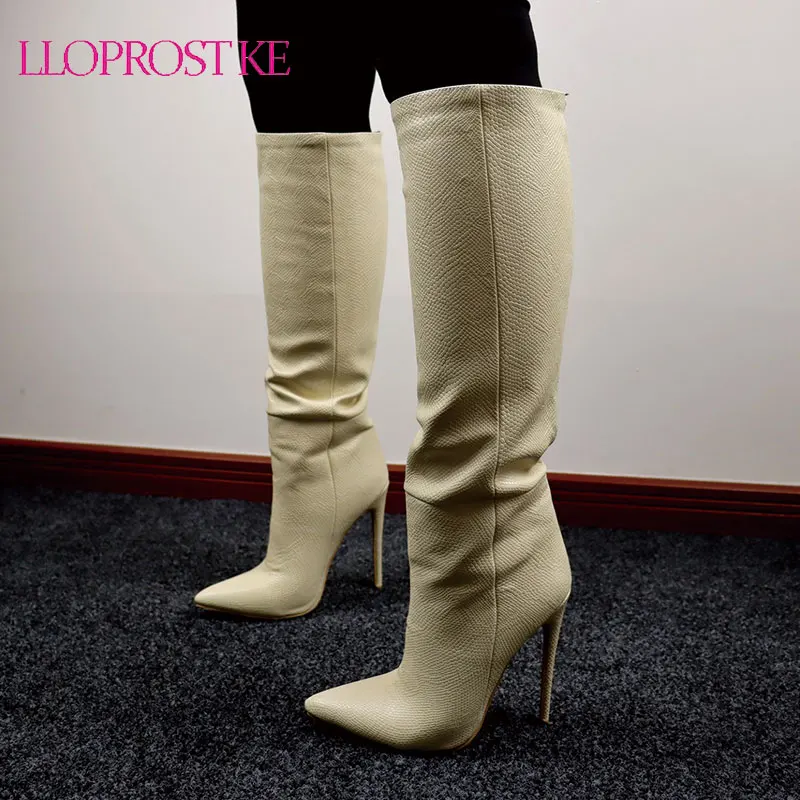 

Lloprost ke 2022 New Arrive Thin High Heel Women Knee High Boots Pointed Toe Autumn Winter Sexy Fashion Long Boots Woman Size 43