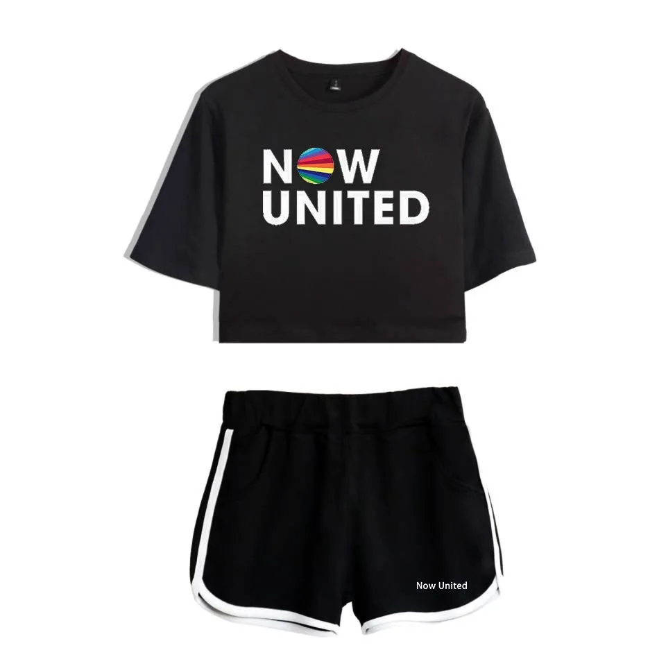 Summer Track Suit Women 2 Piece Set Now United Crop Top Shorts Two Piece Outfits Casual Ladies Tracksuit Sportwear Twopiece