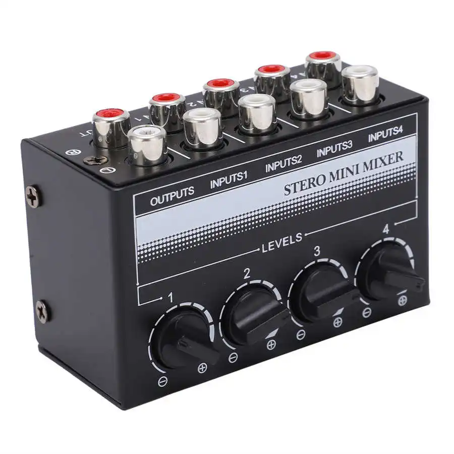 Mini Stereo Rca 4-Channel Passive Mixer Small Mixer Mixer Stereo Dispenser for Live and Studio