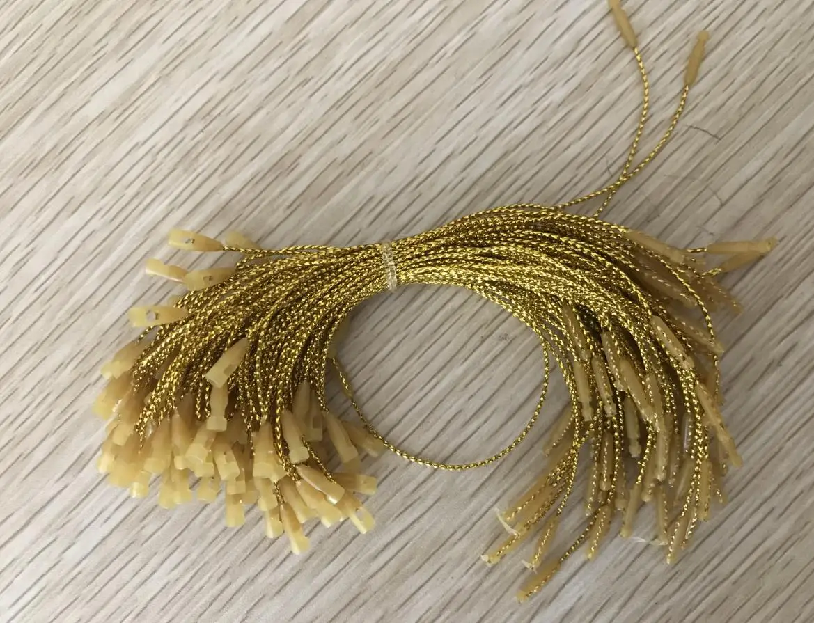 

20cm Golden hang tag strings in apparel in stock Good quality 1000pcs lot cord for garment seal bullet head