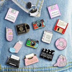 Fashion Creative Cartoon U Disk, Retro CD, Fax Machine Oil Drop Brooch Pin Denim Bag Gift Men Women Fashion Jewelry Accessories