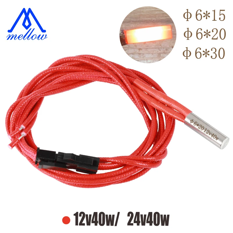 3D Printer 6*15/20/30MM 12V/24V 40W Replace Heater Cartridge For Sidewinder X1 SW-1 Ender 3 J-Head HOTEND Volcano MK8 MK9