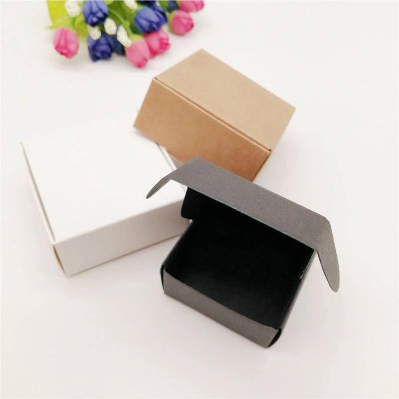 100pcs Black/White/Kraft Paper Boxes Packaging Jewelry Box For Necklace Packaging Jewelry Display Storage Small Paper Gift Boxes