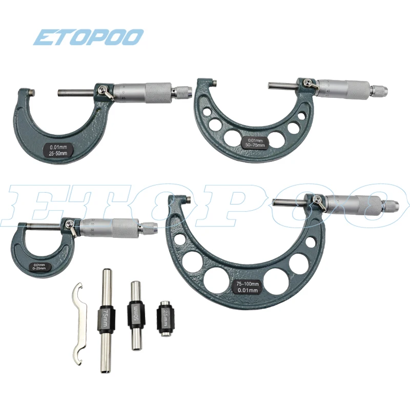 4pcs Outside Micrometer Set Machinist Tool 0-4\