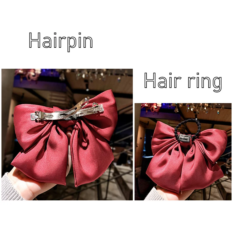 Pinza para el pelo de satén para niña, lazos grandes, cinta para el pelo, accesorios para el cabello