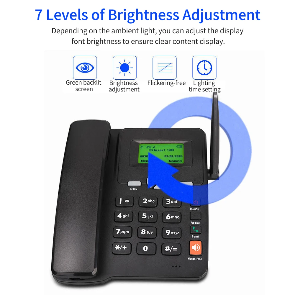 Cordless Phone Desktop Telephone Support GSM 850/900/1800/1900MHZ Dual SIM Card 2G Fixed Wireless Phone Alarm Clock Funtion