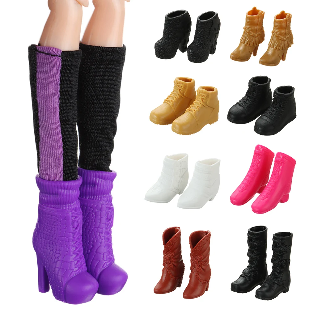 1 Pair Doll Shoes Fashion Female Doll Boots Socks Fit Foot Length 2.2cm Dolls Accessories Plastic Doll Colorful Long Knees Boots