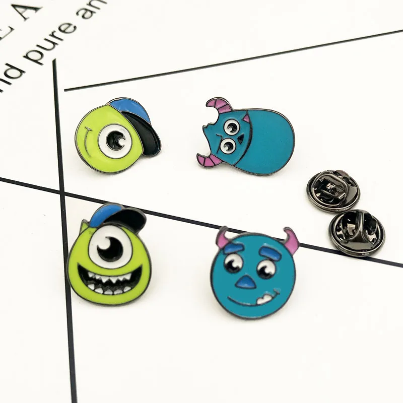 Monsters Inc University Mike Wazowski Brooch Enamel Pin Metal Animal Brooches for Women Birthday Gift Garment Brooch