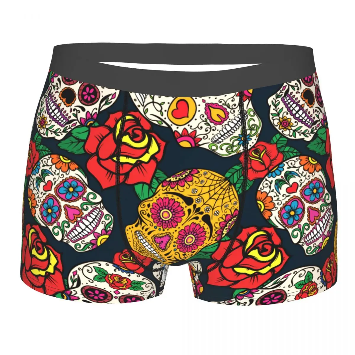 

Boxer Men Shorts Underwear Male Mexican Sugar Skull With Rose Boxershorts Panties Underpants Man Sexy