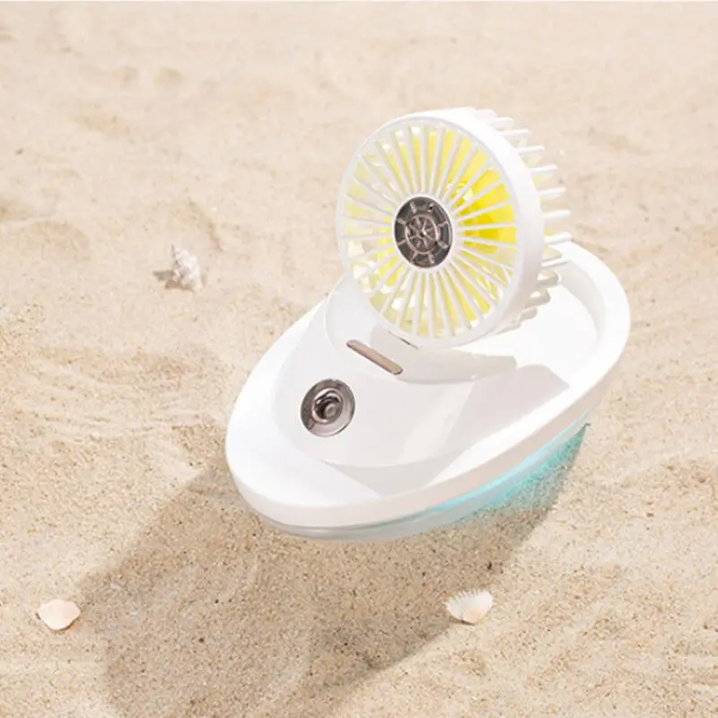 2000mAh Water Spray Mist Fan with Rechargeable Battery Mini Table&Desk Fan Cooling Air Conditioner Humidifier Boat Design