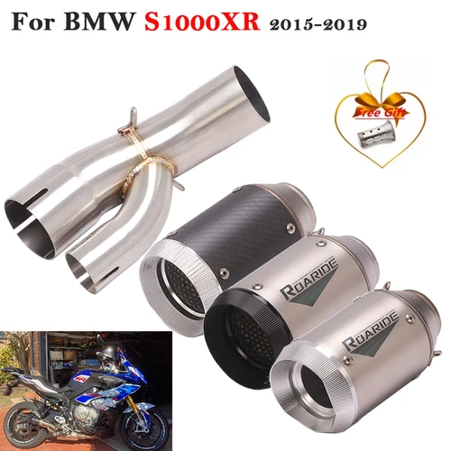 오토바이 배기 탈출 전체 시스템 DB 킬러, BMW S1000XR 2015 2016 2017 2018 2019 탄소 섬유 머플러 미드 링크 파이프용, 51mm